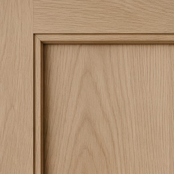 An oiled white oak door panel with a raised edge.